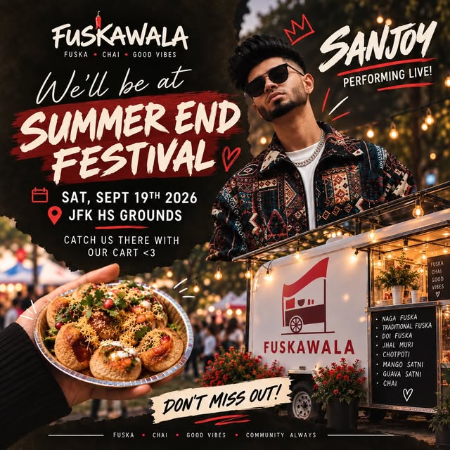 FuskaWala cart and menu at the Summer End Festival at JFK HS grounds